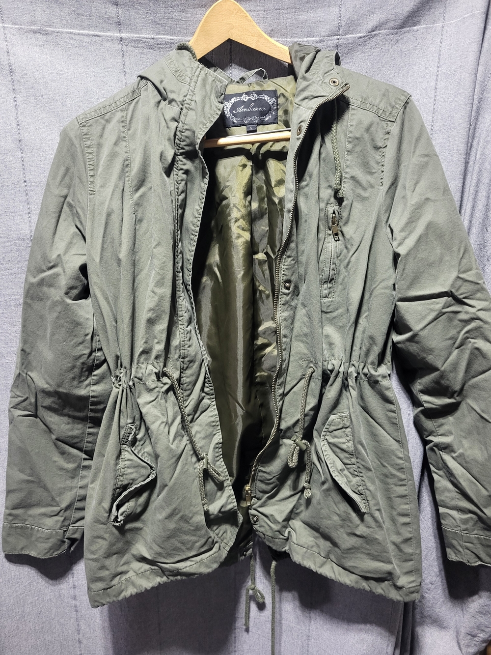 Ambiance Olive Green Hooded Anorak